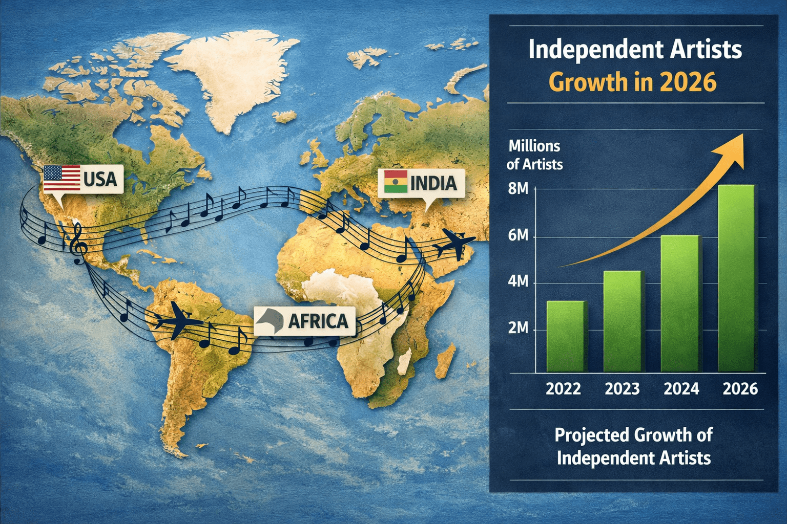 Statistical visualization of the future of global music trends 2026.