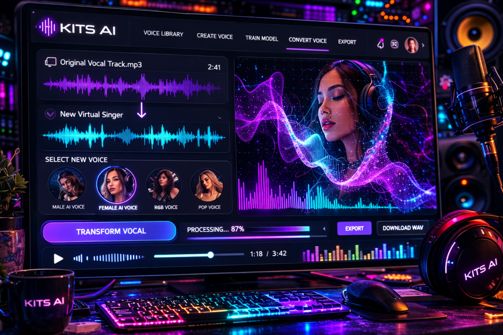 Voice conversion using Kits AI)