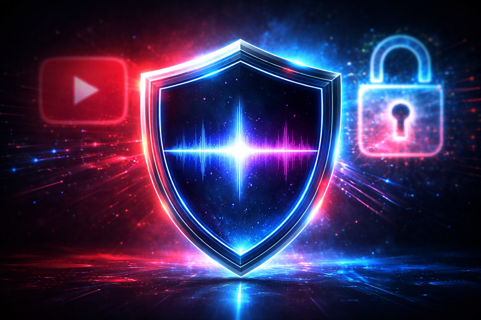 YouTube Music Copyright Protection and Song Security Concept.