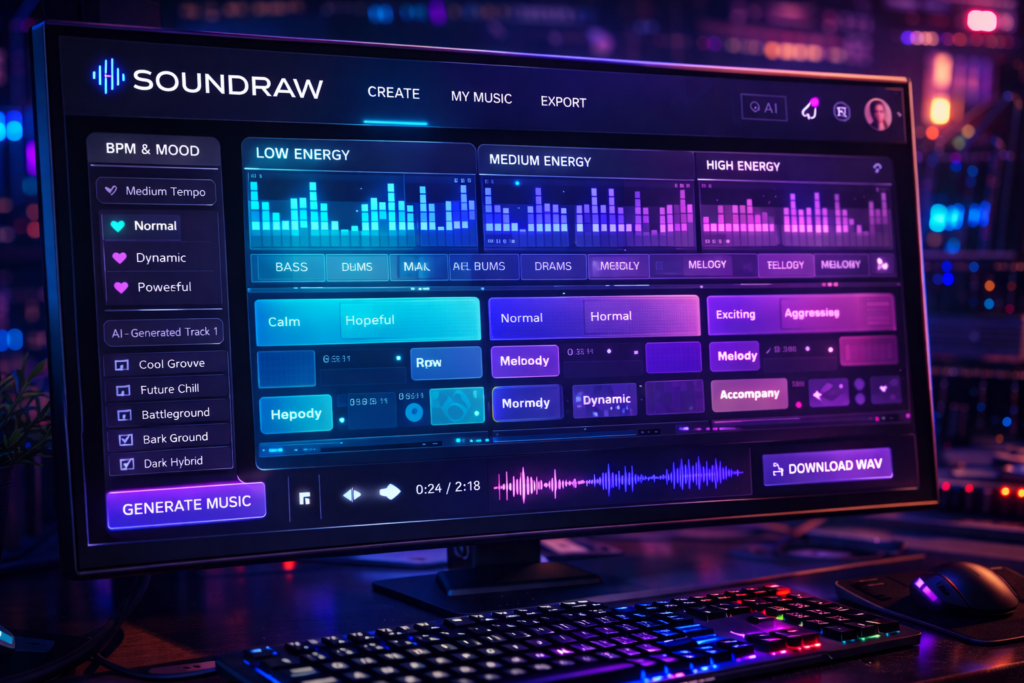 Editing energy levels in Soundraw AI