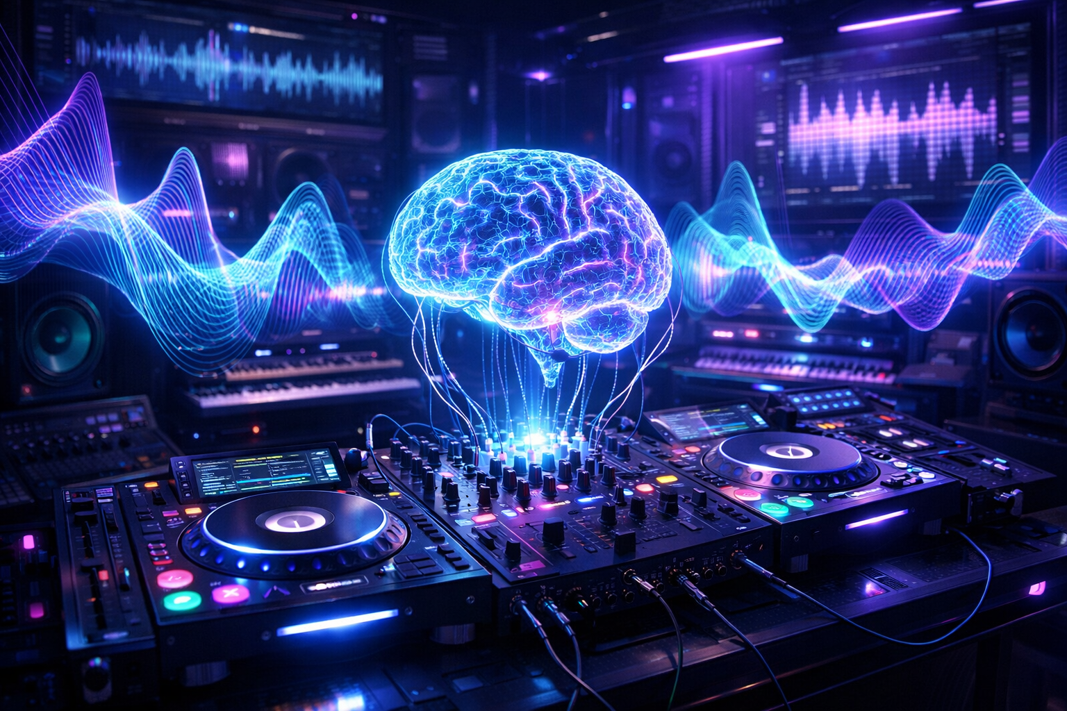 Suno AI and Udio Professional Music Creation futuristic studio