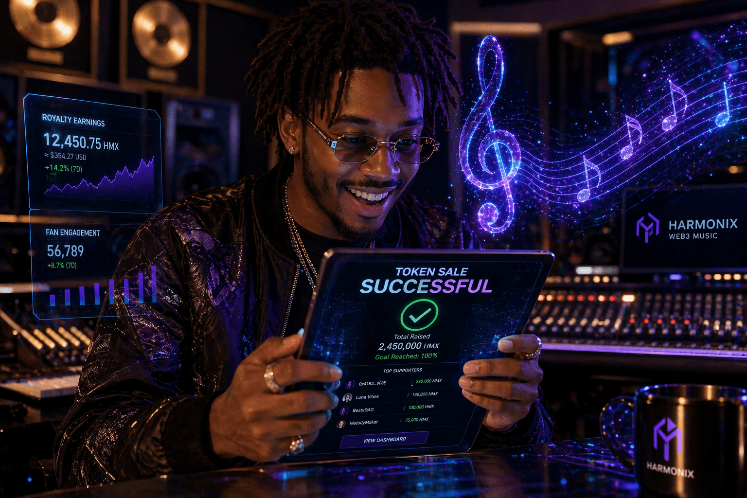 An independent musician successfully using a launch artist token strategy.