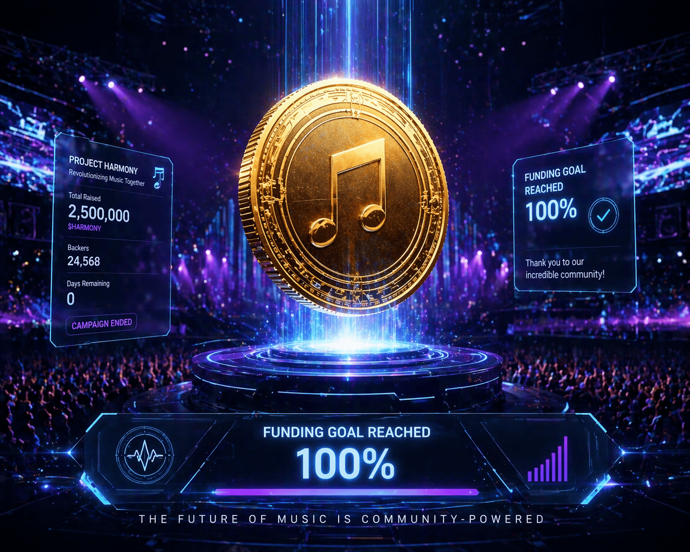 A visual representation of how to launch artist token for music funding.