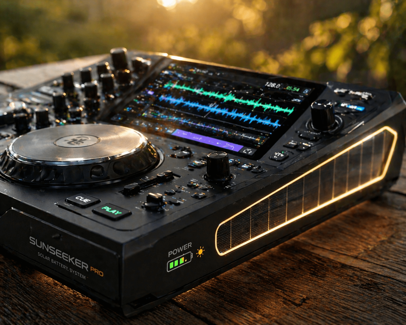 Portable and energy-efficient DJ gear with solar charging capabilities.
