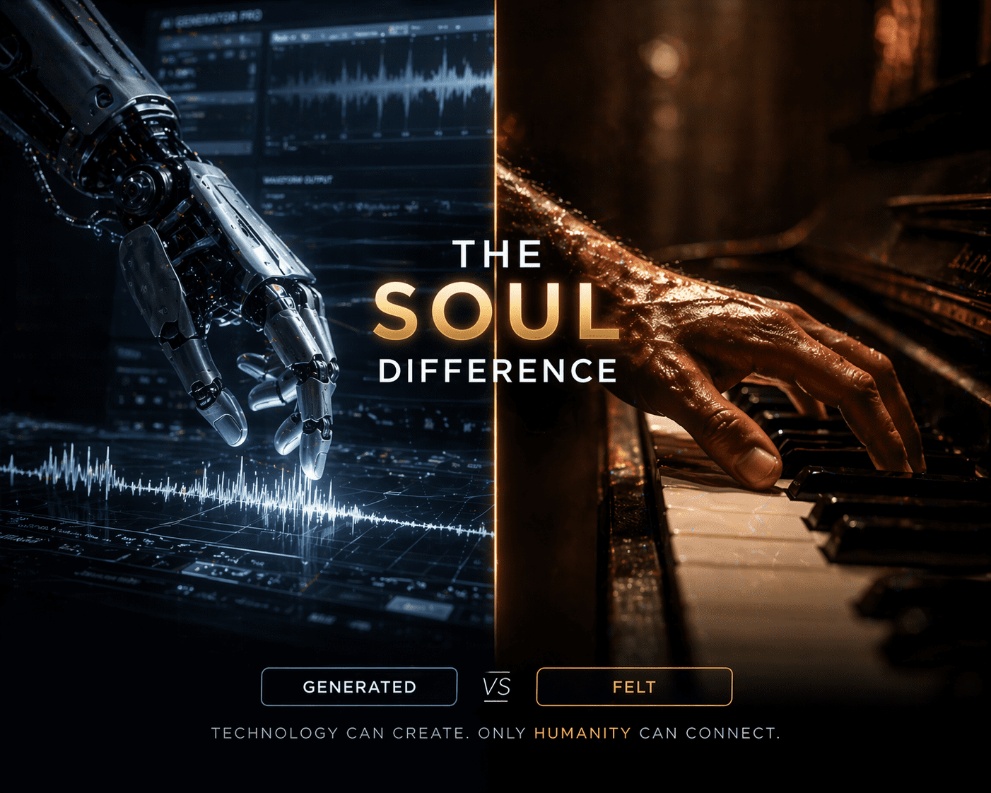 Comparison between AI generation and authentic human-made music.